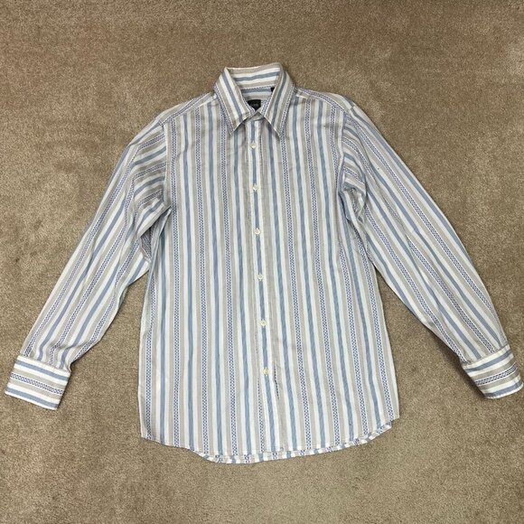 Hugo Boss Button Down Body Line Shirt Men's Multicolor Striped Long Sleeve Large - Picture 1 of 10